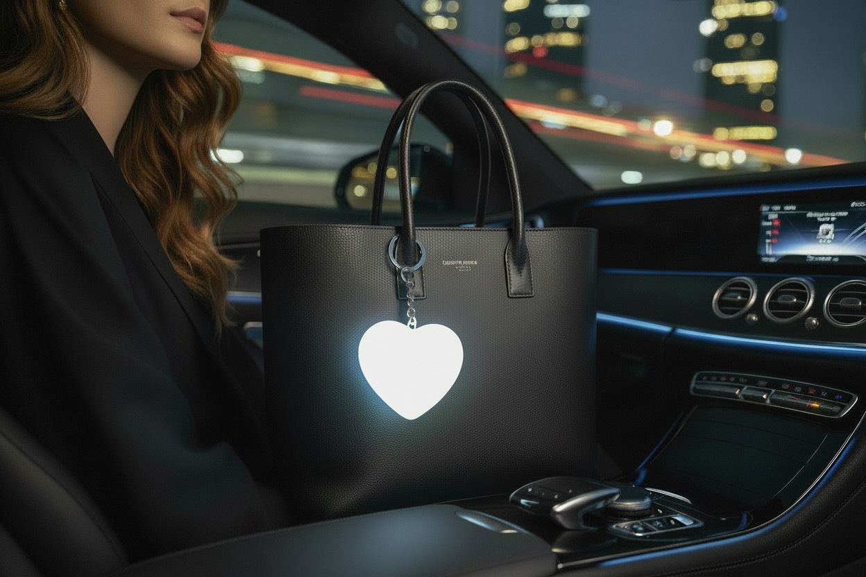 AirPod-sized LED heart keychain
